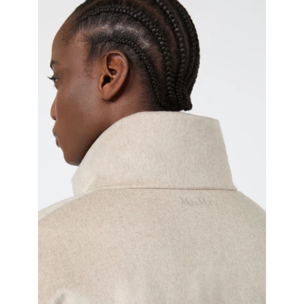 Max Mara Divina Short Reversible Cashmere Puffer Jacket in Albino White | Jackets | Coveti