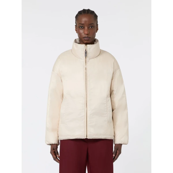 Max Mara Divina Short Reversible Cashmere Puffer Jacket in Albino White | Jackets | Coveti