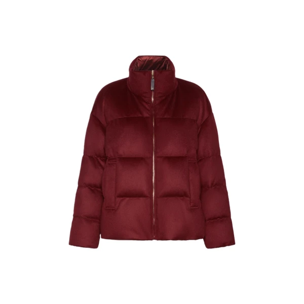 Divina Short Reversible Cashmere Puffer Jacket in Bordeaux