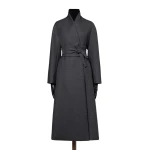 Max Mara Divo Combed Wool Kimono Coat in Medium Grey | Wool Coat | Coveti
