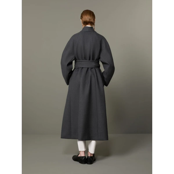 Max Mara Divo Combed Wool Kimono Coat in Medium Grey | Wool Coat | Coveti