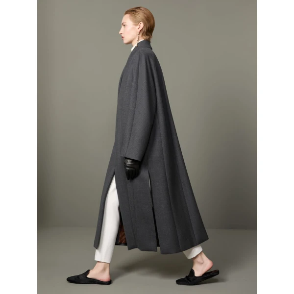 Max Mara Divo Combed Wool Kimono Coat in Medium Grey | Wool Coat | Coveti