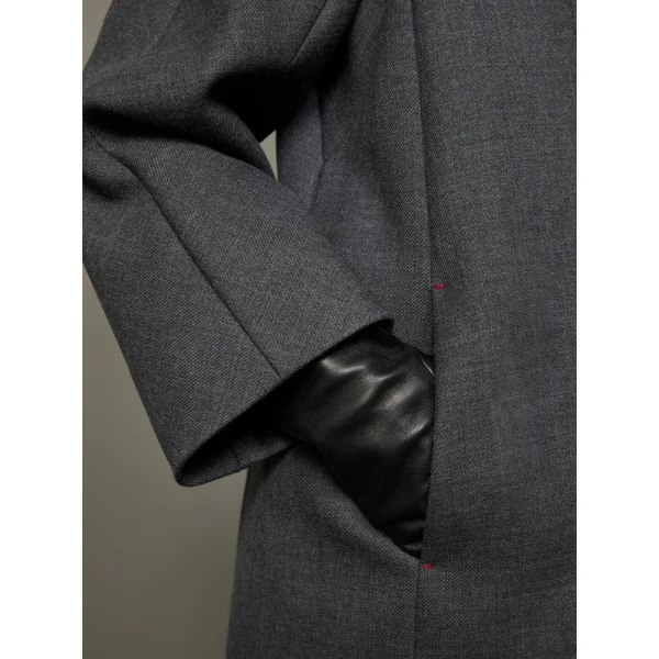 Max Mara Divo Combed Wool Kimono Coat in Medium Grey | Wool Coat | Coveti