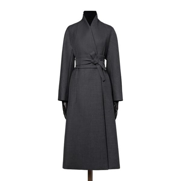 Max Mara Divo Combed Wool Kimono Coat in Medium Grey | Wool Coat | Coveti