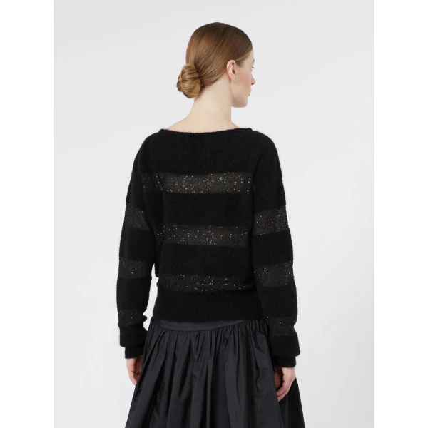 Max Mara Divo Striped Mohair Sweater in Black | Sweaters | Coveti