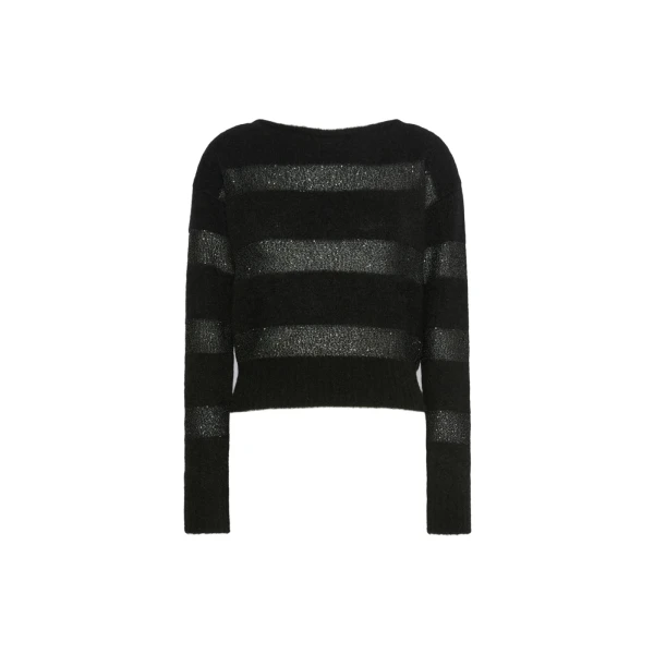 Divo Striped Mohair Sweater in Black