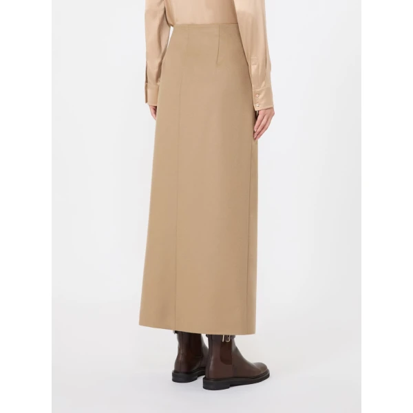 Max Mara Divo Wool Wrap Skirt in Camel | Pencil Skirts | Coveti