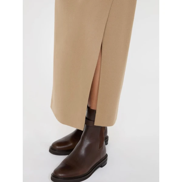 Max Mara Divo Wool Wrap Skirt in Camel | Pencil Skirts | Coveti