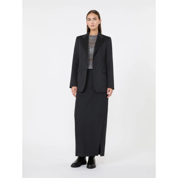 Max Mara Divo Wool Wrap Skirt in Dark Grey | Pencil Skirts | Coveti