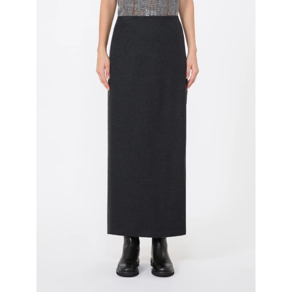 Max Mara Divo Wool Wrap Skirt in Dark Grey | Pencil Skirts | Coveti