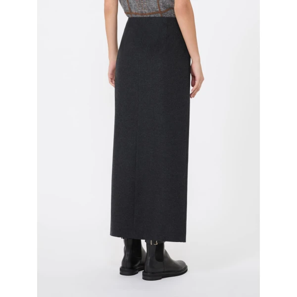 Max Mara Divo Wool Wrap Skirt in Dark Grey | Pencil Skirts | Coveti