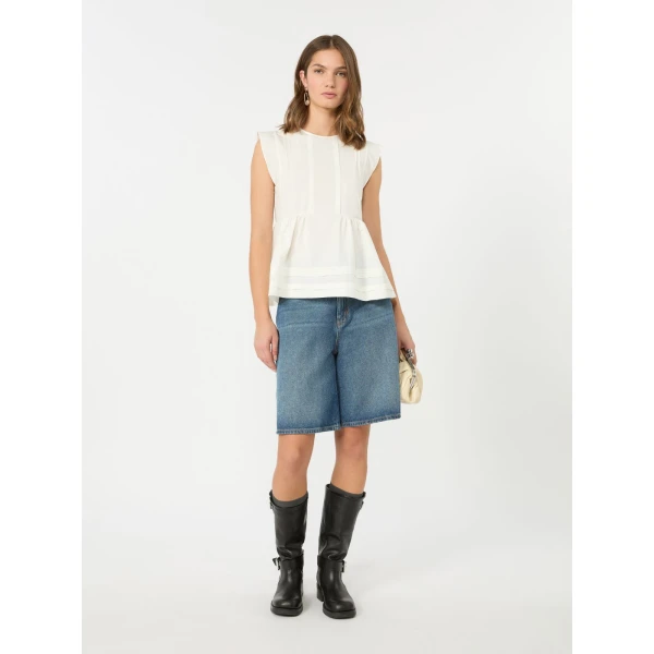Max Mara Donnola Cotton Denim Bermuda Shorts in Navy | Shorts | Coveti
