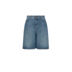Max Mara Donnola Cotton Denim Bermuda Shorts in Navy | Shorts | Coveti