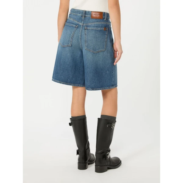 Max Mara Donnola Cotton Denim Bermuda Shorts in Navy | Shorts | Coveti