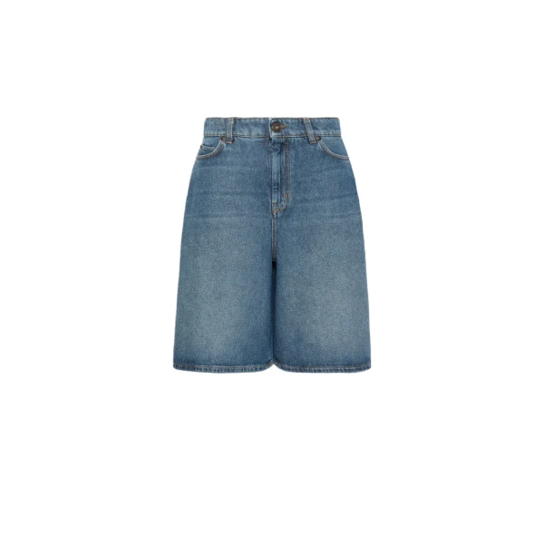 Max Mara Donnola Cotton Denim Bermuda Shorts in Navy | Shorts | Coveti