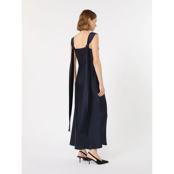 Max Mara Dono Envers Satin Slip Dress in Midnight Blue | Evening Gowns | Coveti