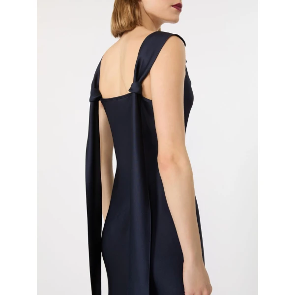 Max Mara Dono Envers Satin Slip Dress in Midnight Blue | Evening Gowns | Coveti