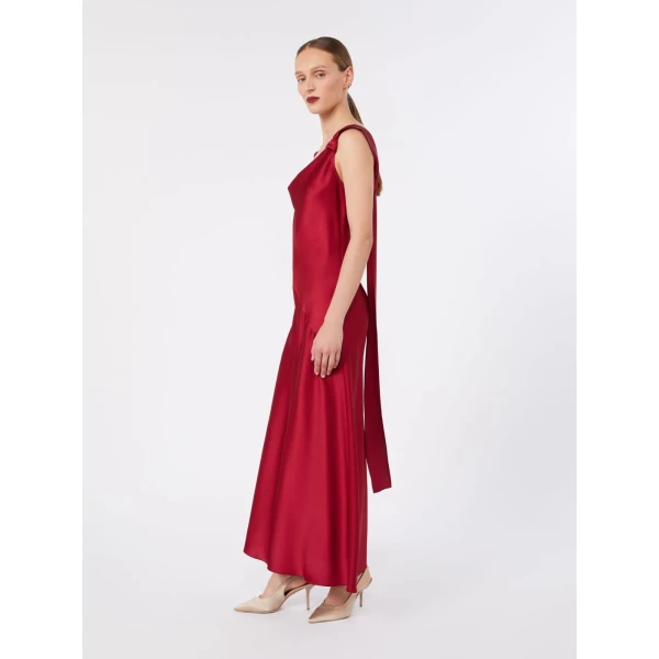 Max Mara Dono Envers Satin Slip Dress in Ruby | Evening Gowns | Coveti
