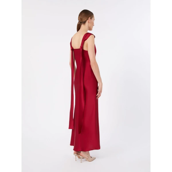 Max Mara Dono Envers Satin Slip Dress in Ruby | Evening Gowns | Coveti