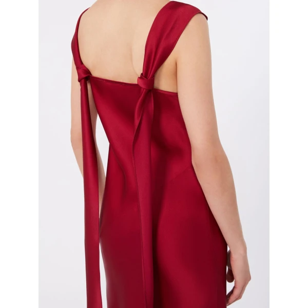 Max Mara Dono Envers Satin Slip Dress in Ruby | Evening Gowns | Coveti