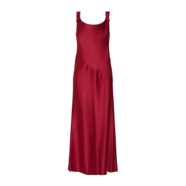 Max Mara Dono Envers Satin Slip Dress in Ruby | Evening Gowns | Coveti