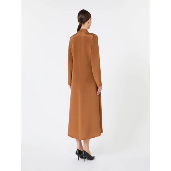 Max Mara Dotto Long Silk Crepe de Chine Dress in Tobacco | Maxi Dresses | Coveti