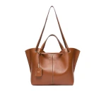 Max Mara Double Nappa Leather Shopper Bag in Amber Brown | Totes & Top-Handle Bags | Coveti