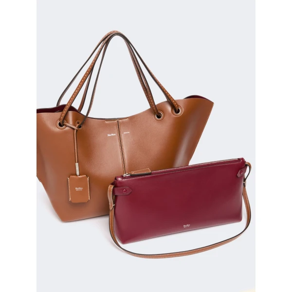 Max Mara Double Nappa Leather Shopper Bag in Amber Brown | Totes & Top-Handle Bags | Coveti