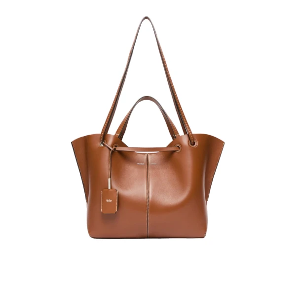 Double Nappa Leather Shopper Bag in Amber Brown
