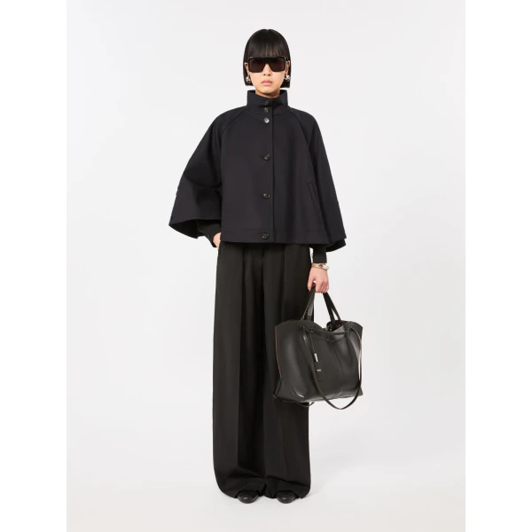 Max Mara Double Nappa Leather Shopper Bag in Black | Totes & Top-Handle Bags | Coveti