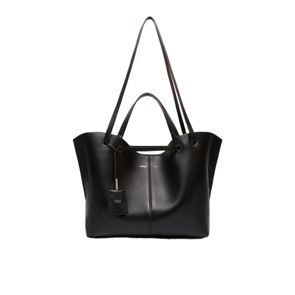 Max Mara Double Nappa Leather Shopper Bag in Black | Totes & Top-Handle Bags | Coveti