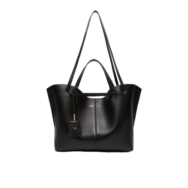Double Nappa Leather Shopper Bag in Black