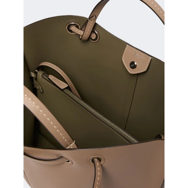 Max Mara Double Nappa Leather Shopper Bag in Mud | Totes & Top-Handle Bags | Coveti