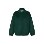 Max Mara Double Wool Broadcloth Bomber Jacket in Dark Green | Jackets | Coveti