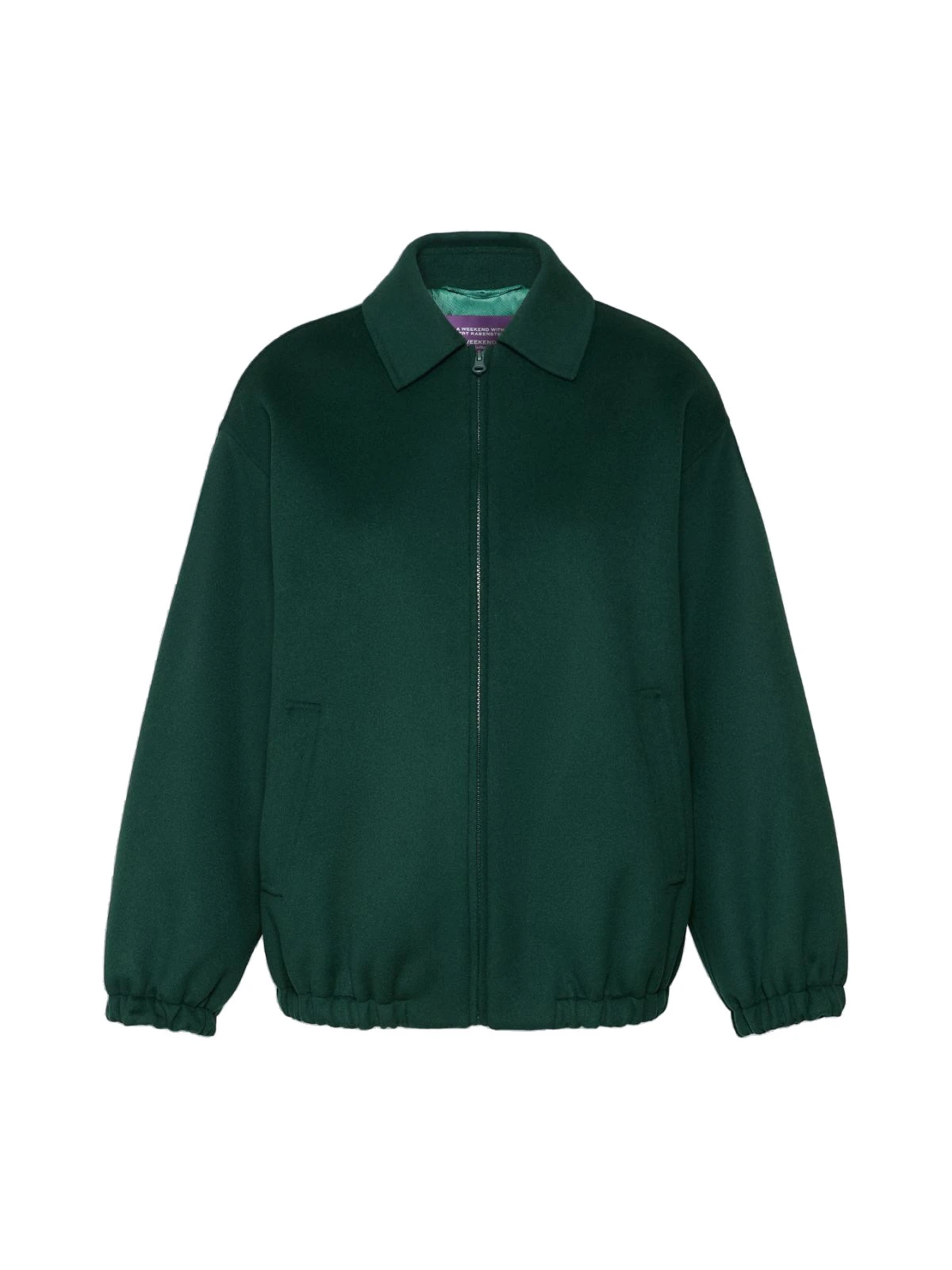 Max Mara Double Wool Broadcloth Bomber Jacket in Dark Green Max Mara Double Wool Broadcloth Bomber Jacket in Dark Green | Jackets | Coveti