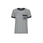 Max Mara Drago Striped Cotton Mesh T-Shirt in White Blue | T-shirts | Coveti