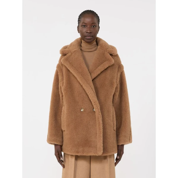 Max Mara Dramma Short Teddy Bear Icon Coat in Camel | Wool Coat | Coveti