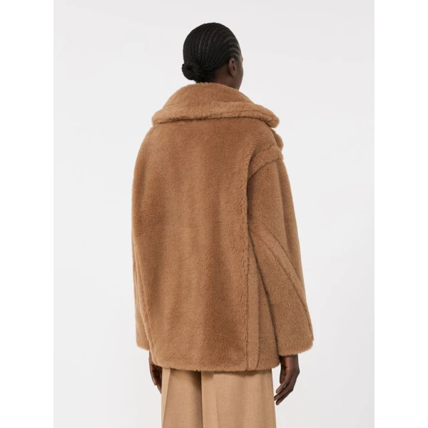 Max Mara Dramma Short Teddy Bear Icon Coat in Camel | Wool Coat | Coveti