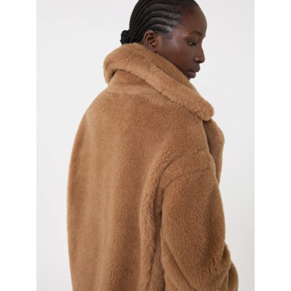 Max Mara Dramma Short Teddy Bear Icon Coat in Camel | Wool Coat | Coveti