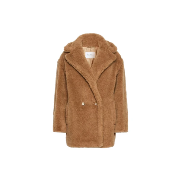 Max Mara Dramma Short Teddy Bear Icon Coat in Camel | Wool Coat | Coveti