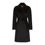 Max Mara Dravenna Wool Robe Coat in Black | Wool Coat | Coveti