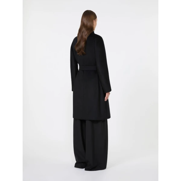 Max Mara Dravenna Wool Robe Coat in Black | Wool Coat | Coveti
