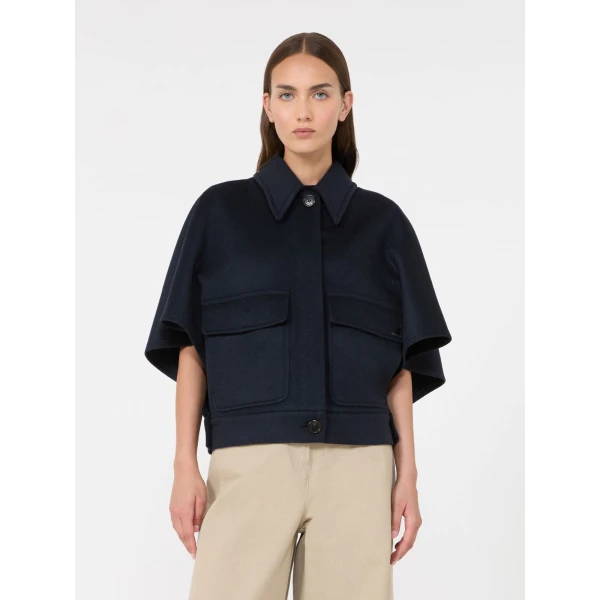 Max Mara Dream Cashmere Drap Boxy Cape in Midnight Blue | Coats | Coveti