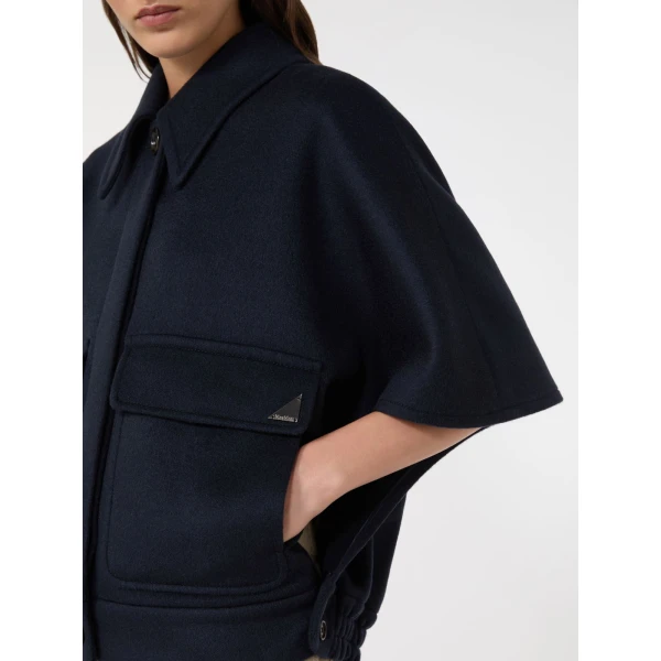 Max Mara Dream Cashmere Drap Boxy Cape in Midnight Blue | Coats | Coveti