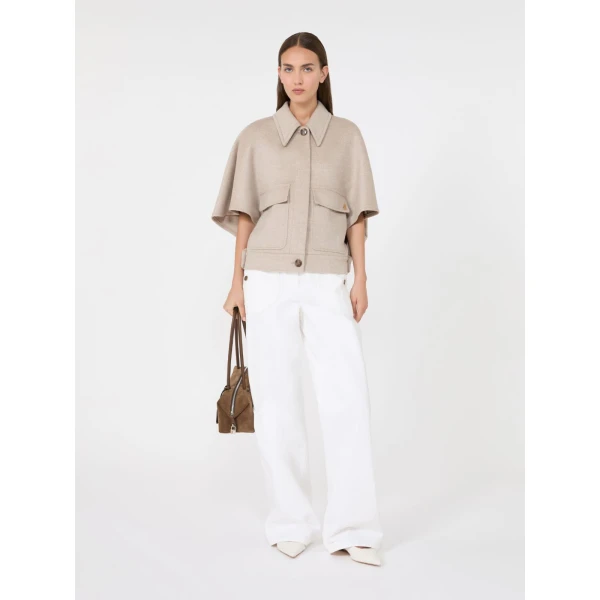 Max Mara Dream Cashmere Drap Boxy Cape in Stone Grey | Coats | Coveti