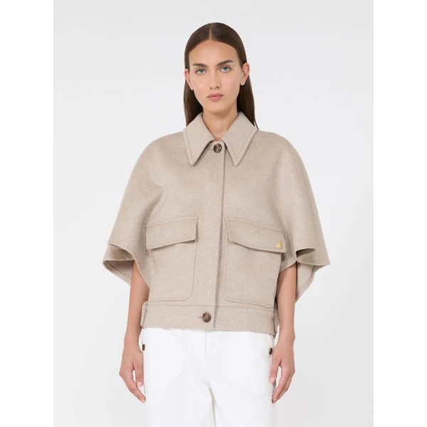 Max Mara Dream Cashmere Drap Boxy Cape in Stone Grey | Coats | Coveti