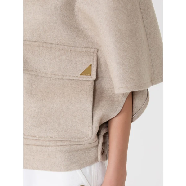Max Mara Dream Cashmere Drap Boxy Cape in Stone Grey | Coats | Coveti