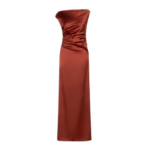 Dream Long Stretch Satin Dress in Antique Rose
