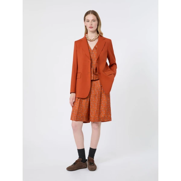 Max Mara Dritto Printed Silk Gilet in Terra Cotta | Vests | Coveti