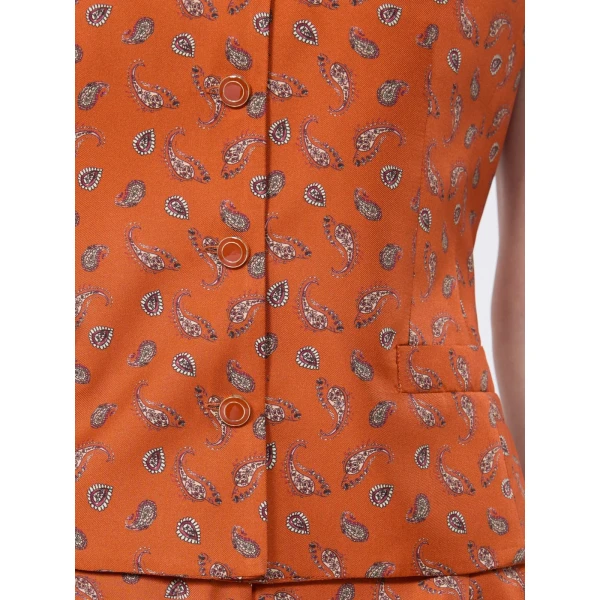 Max Mara Dritto Printed Silk Gilet in Terra Cotta | Vests | Coveti